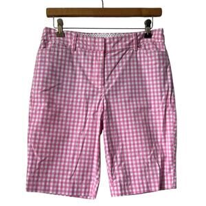 Talbots The Perfect Bermuda Short In Pink & White Gingham  Size 2